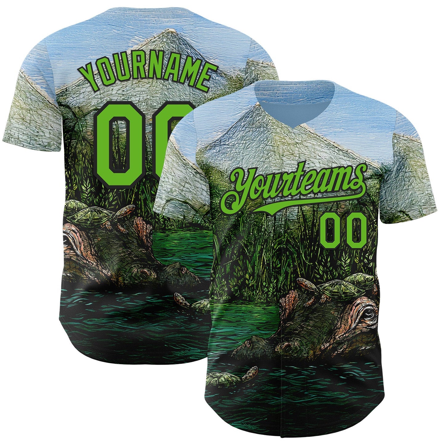 Custom Light Blue Aurora Green-Black David Lozeau The Hippo Authentic Baseball Jersey