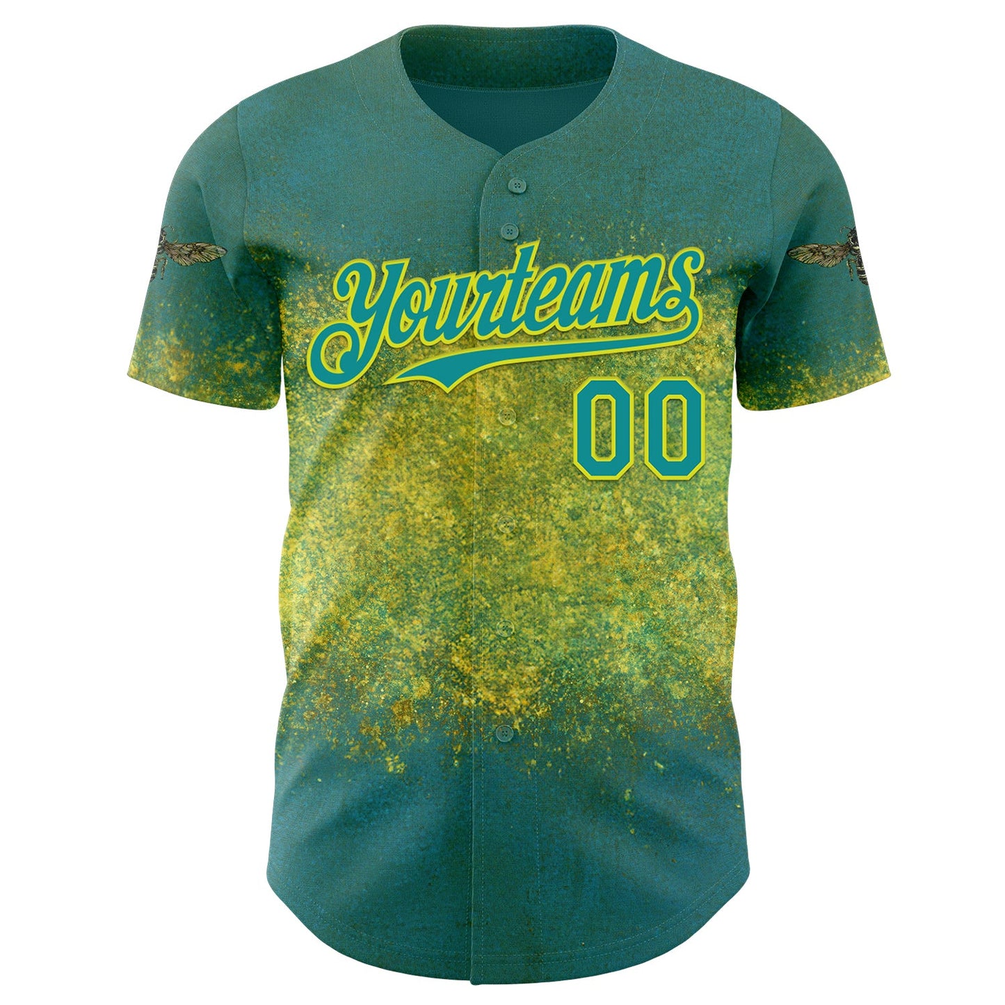 Custom Green Teal-Neon Yellow David Lozeau The Bee Authentic Baseball Jersey