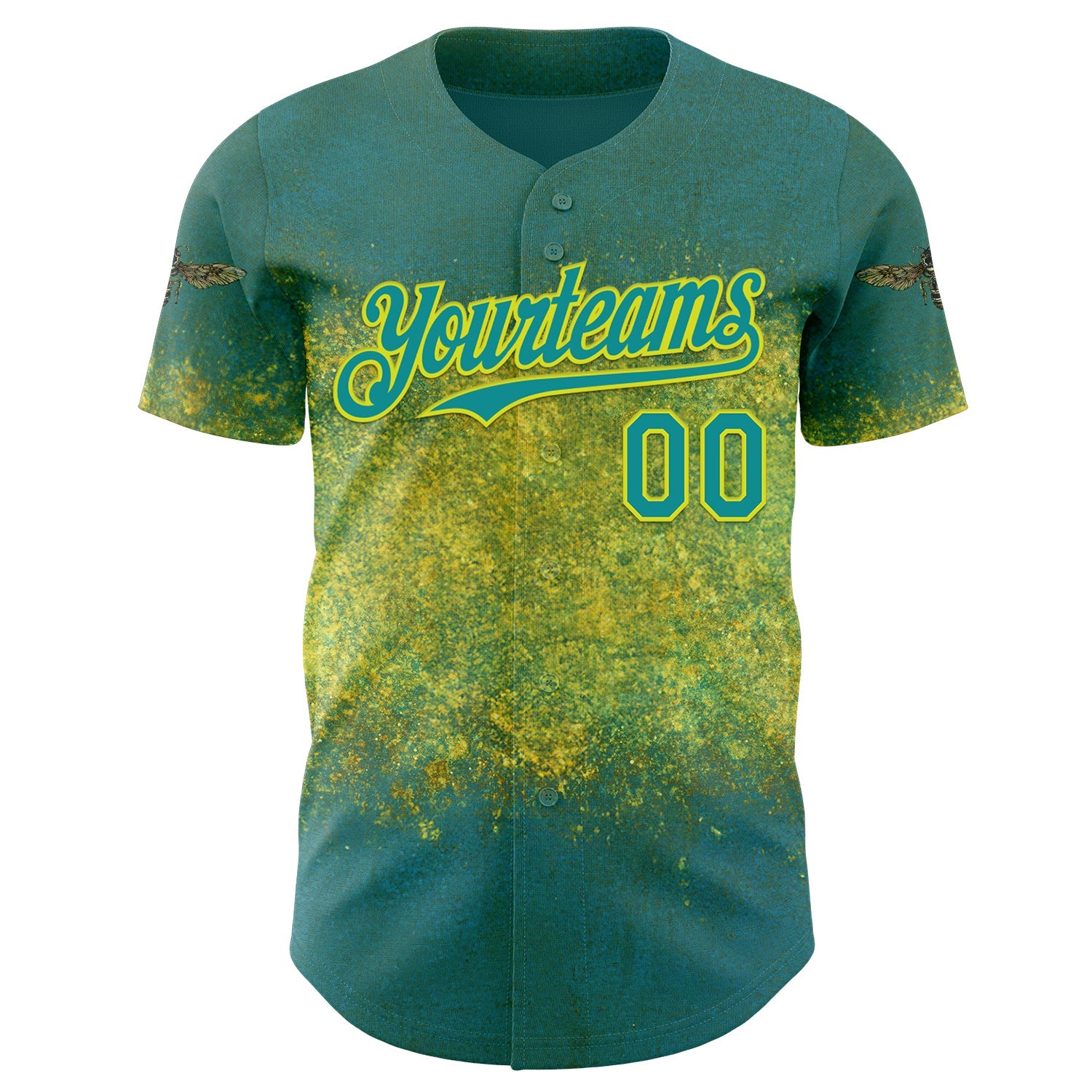 Custom Green Teal-Neon Yellow David Lozeau The Bee Authentic Baseball Jersey