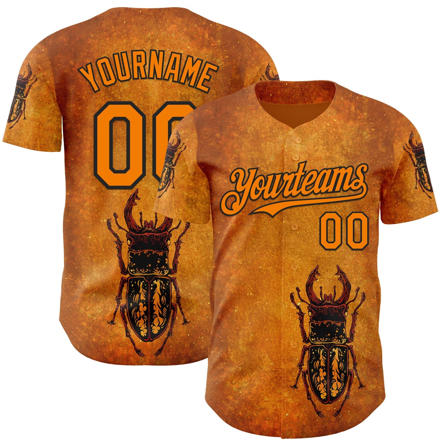 Custom Yellow Bay Orange-Black David Lozeau The Stag Beetle Authentic Baseball Jersey