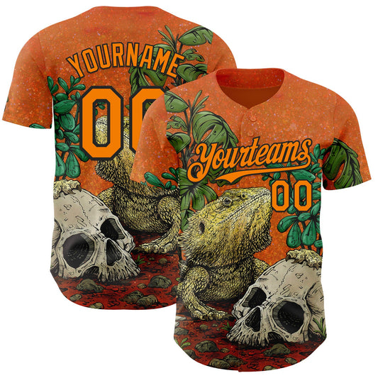 Custom Orange Bay Orange-Black David Lozeau Bearded Dragon Authentic Baseball Jersey