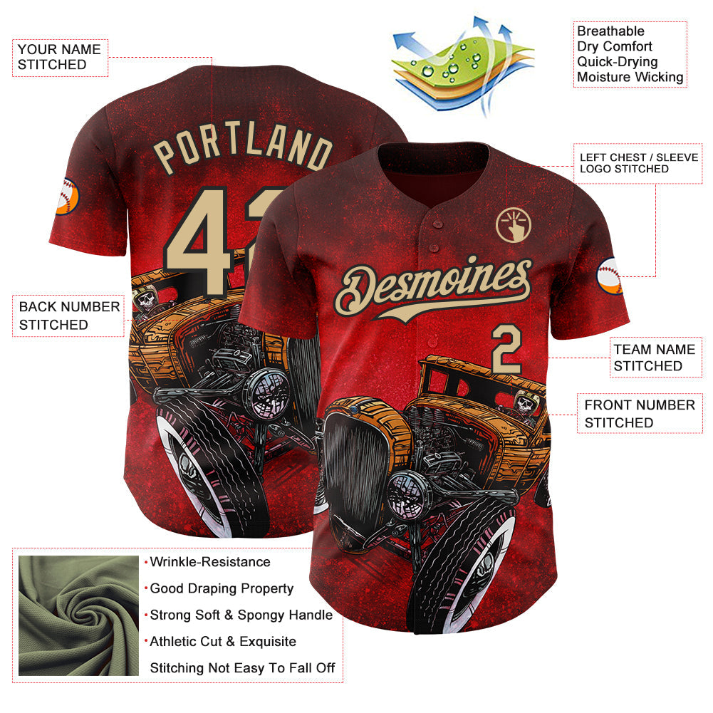Custom Red Vegas Gold-Black David Lozeau Dead Heat Authentic Baseball Jersey