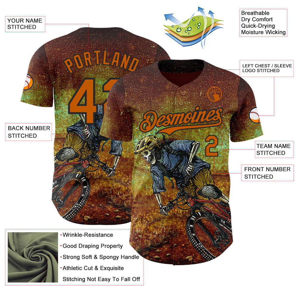 Custom Red Texas Orange-Black David Lozeau Single Track Authentic Baseball Jersey