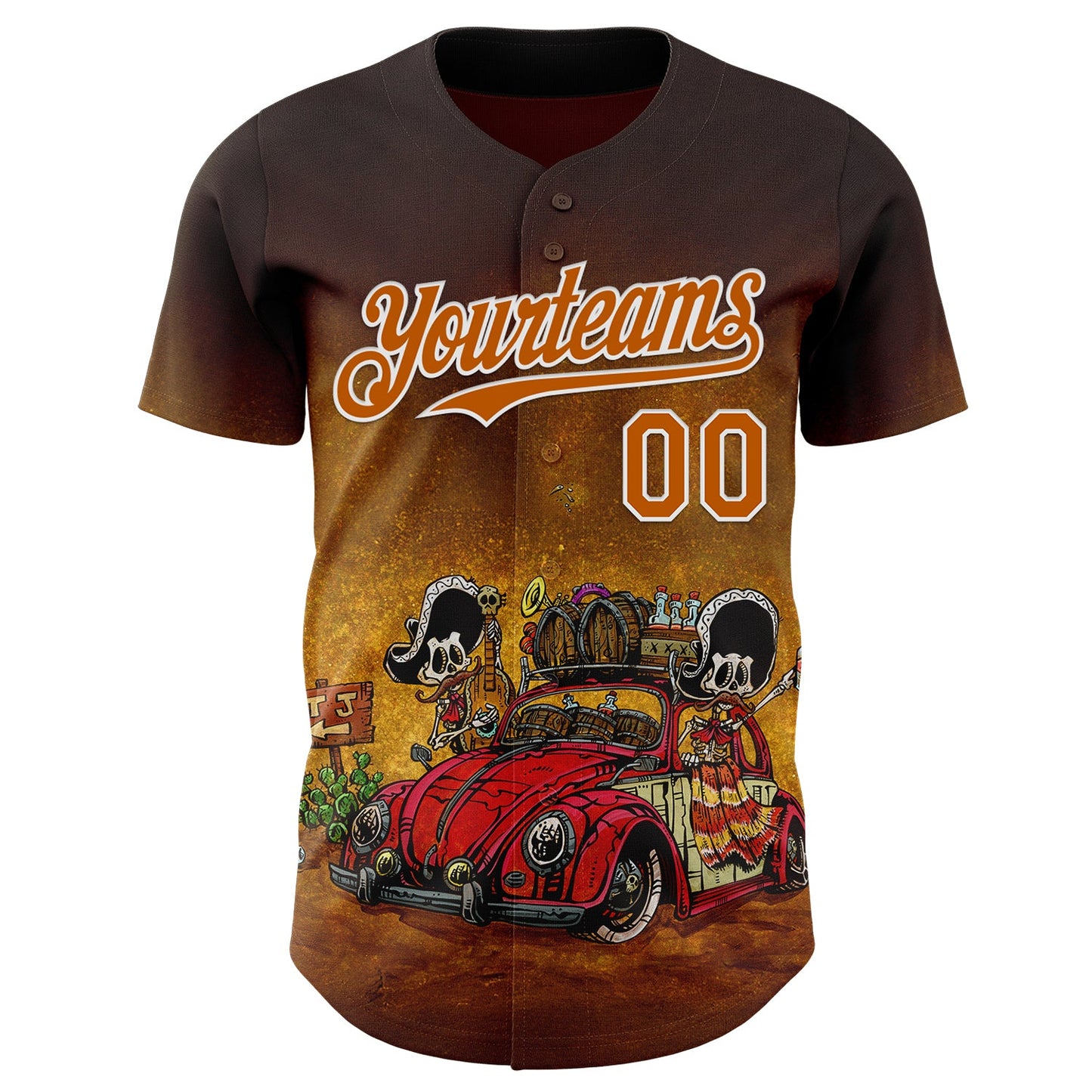 Custom Brown Texas Orange-White David Lozeau Border Bug Authentic Baseball Jersey