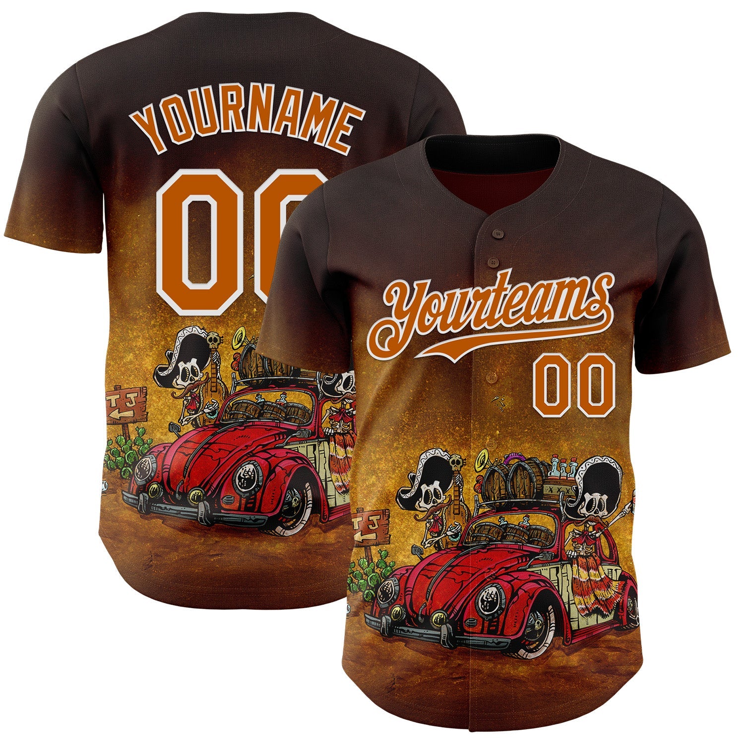 Custom Brown Texas Orange-White David Lozeau Border Bug Authentic Baseball Jersey