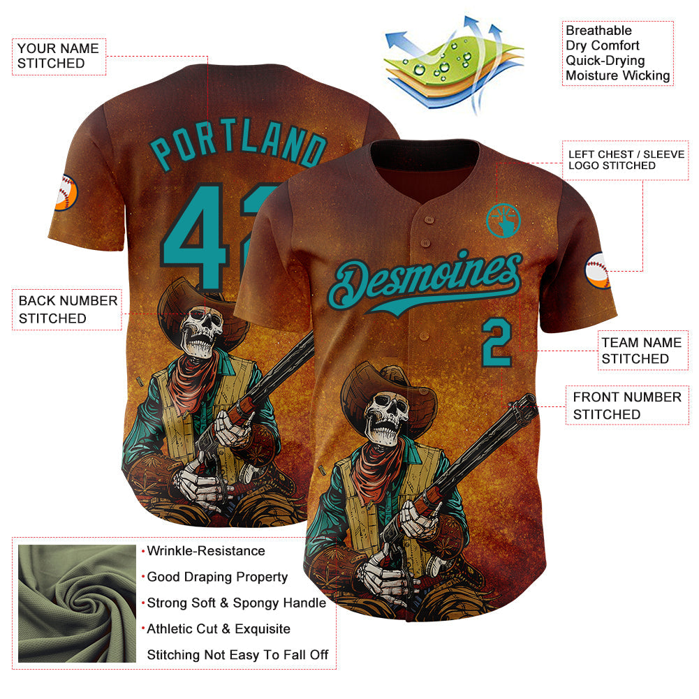 Custom Yellow Teal-Black David Lozeau Racking Rounds Authentic Baseball Jersey