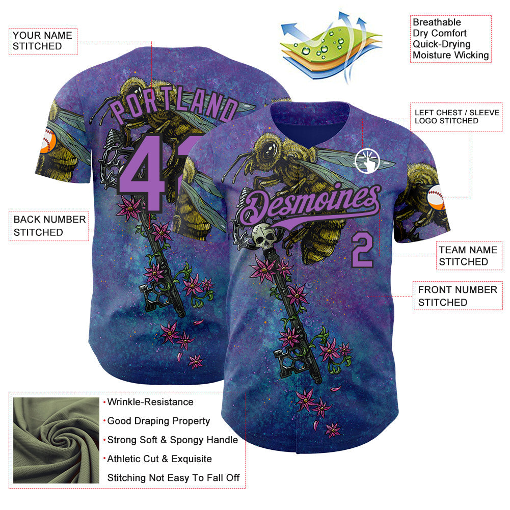 Custom Purple Medium Purple-Black David Lozeau The Beekeeper Authentic Baseball Jersey