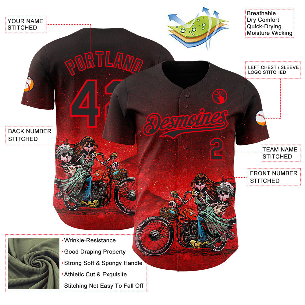 Custom Black Red-Fire Red David Lozeau Cruisin Authentic Baseball Jersey