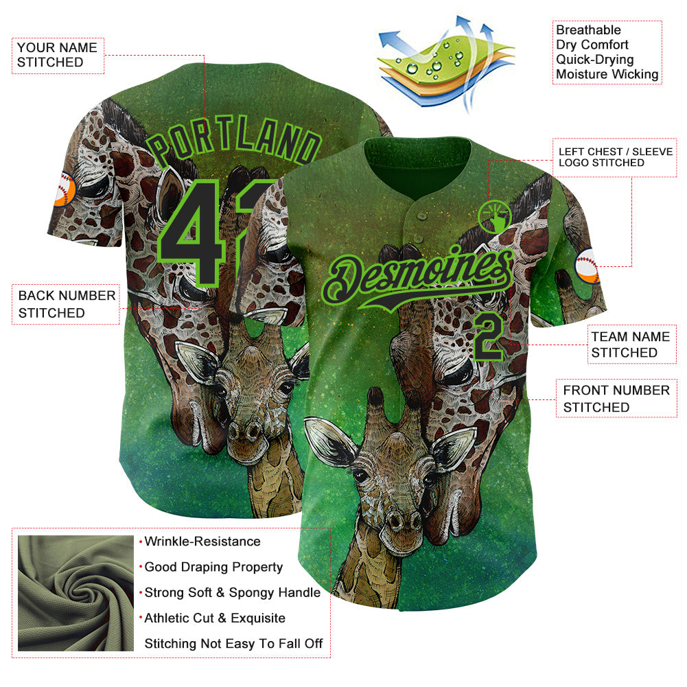 Custom Green Black-Aurora Green David Lozeau Mommy And Me Authentic Baseball Jersey