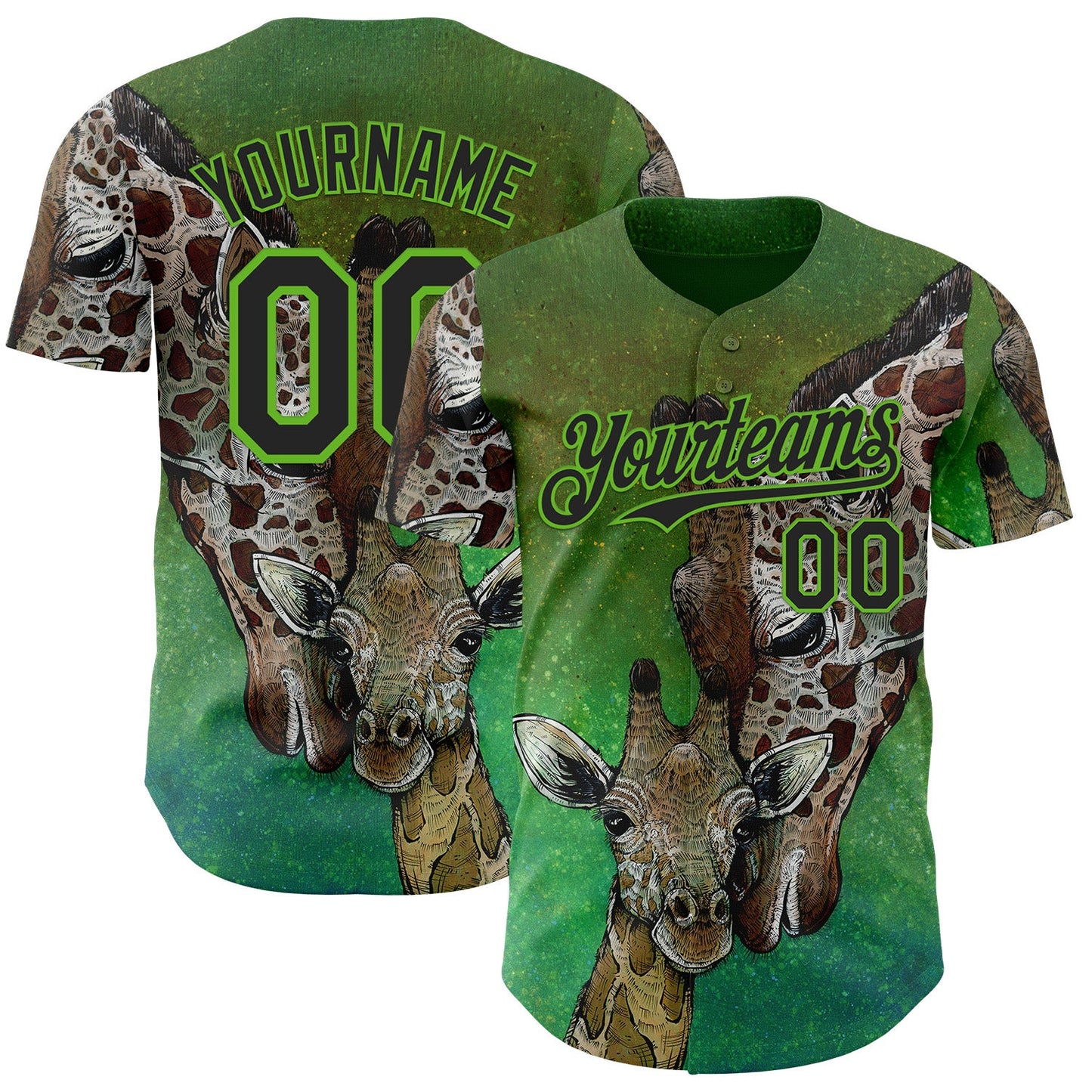 Custom Green Black-Aurora Green David Lozeau Mommy And Me Authentic Baseball Jersey