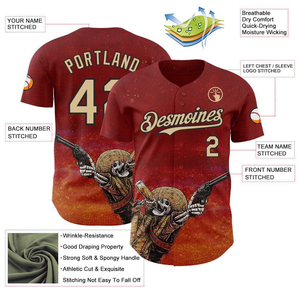 Custom Red Vegas Gold-Black David Lozeau Shot For Shot Authentic Baseball Jersey