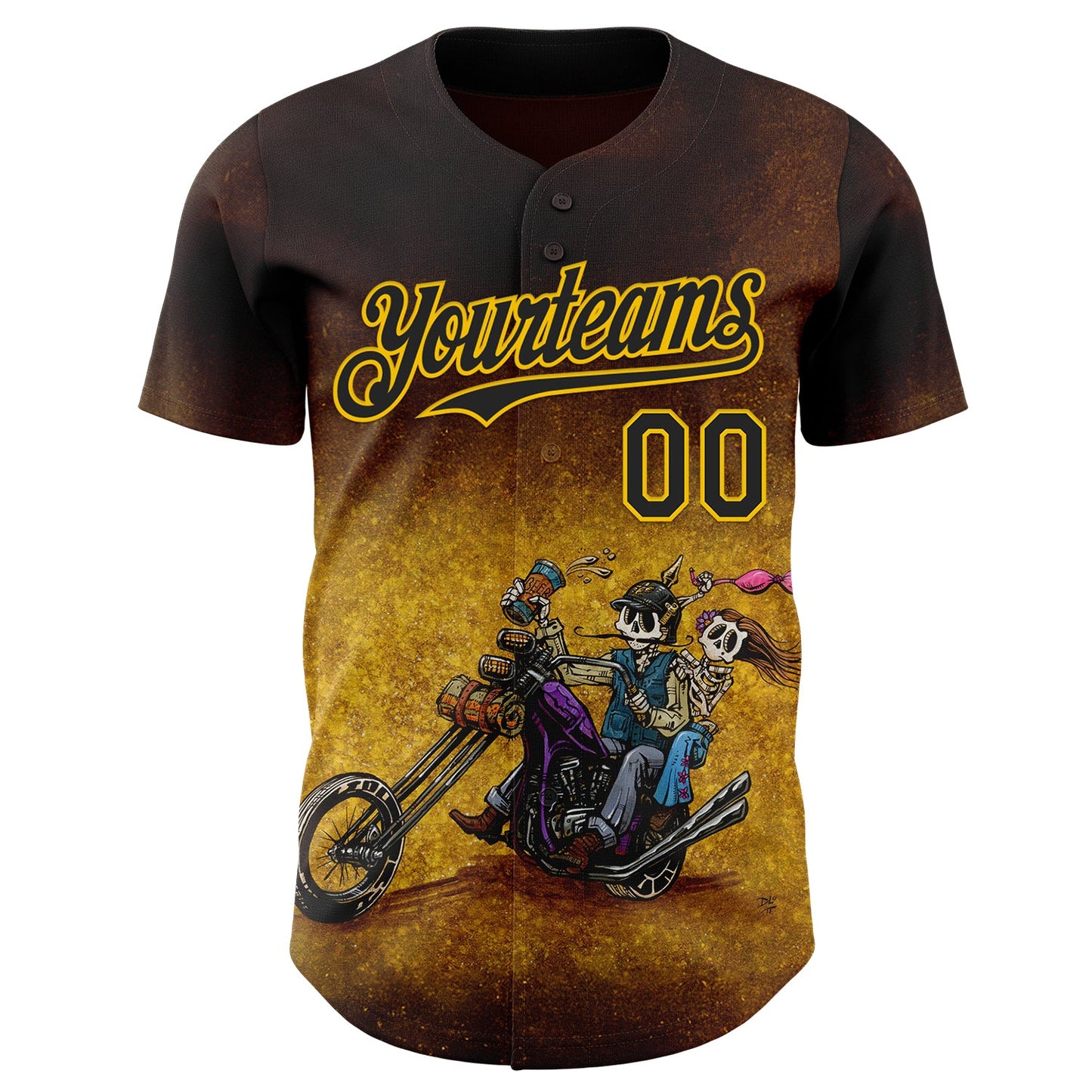Custom Brown Black-Yellow David Lozeau Ride Free Authentic Baseball Jersey
