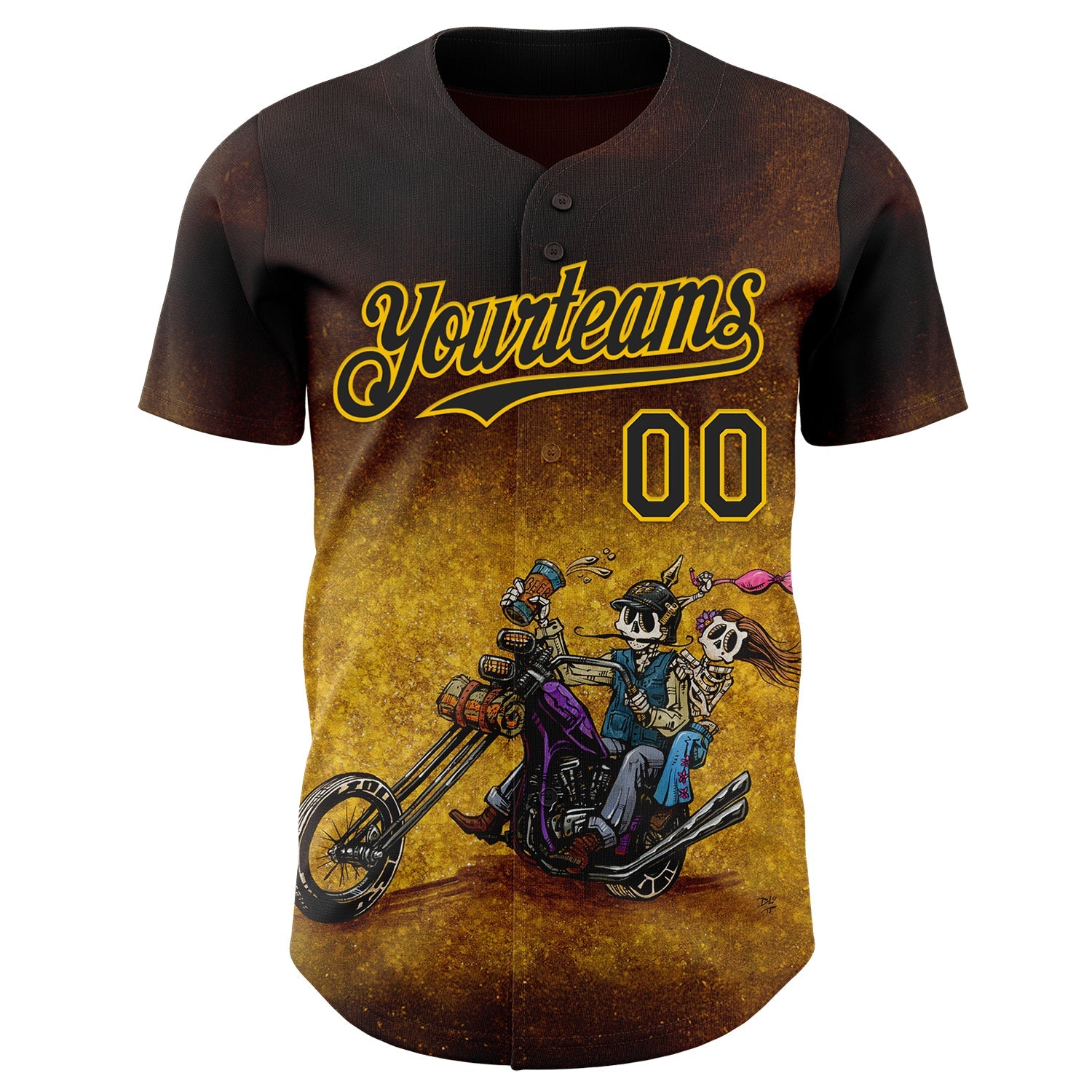 Custom Brown Black-Yellow David Lozeau Ride Free Authentic Baseball Jersey
