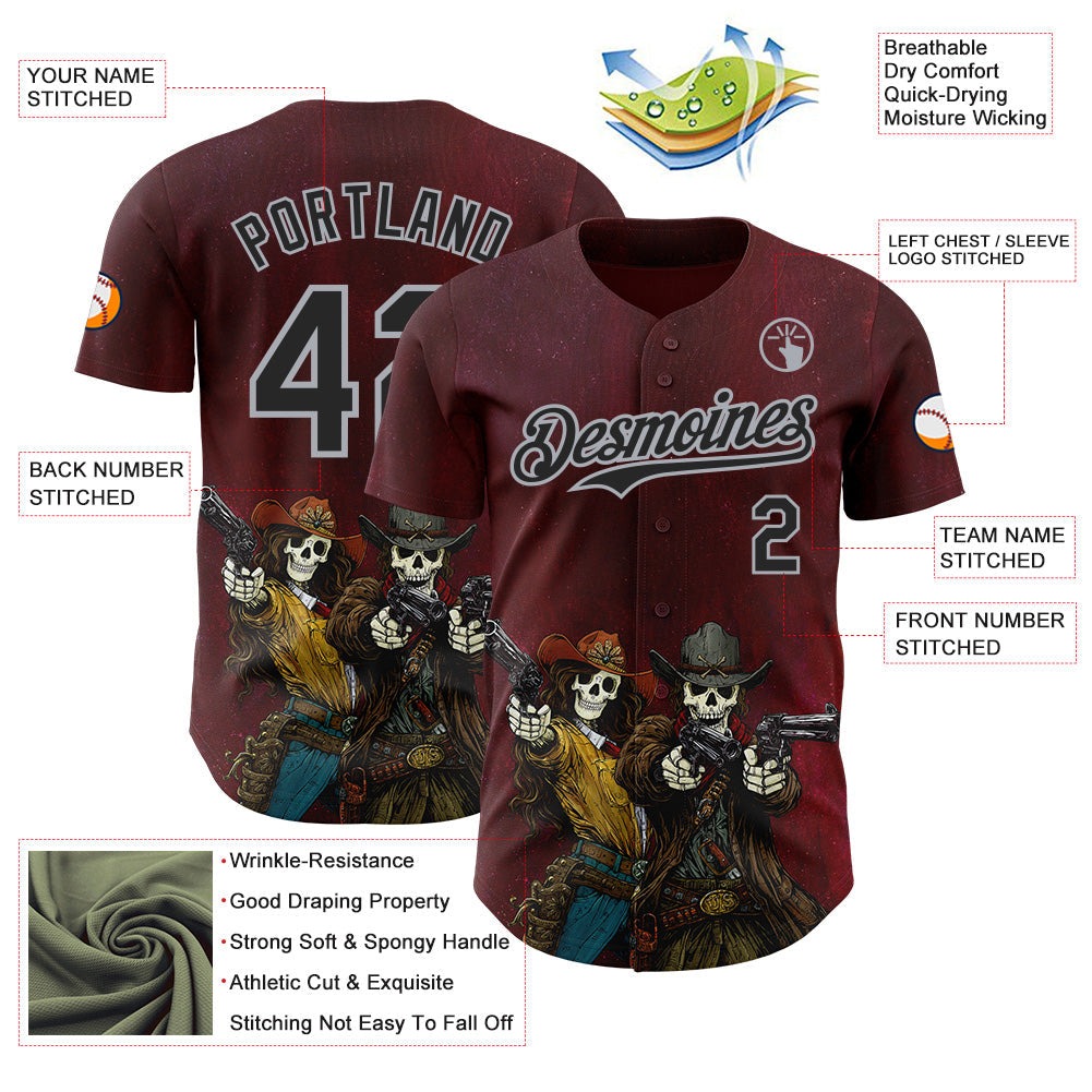 Custom Red Black-Gray David Lozeau Love In The Badlands Authentic Baseball Jersey