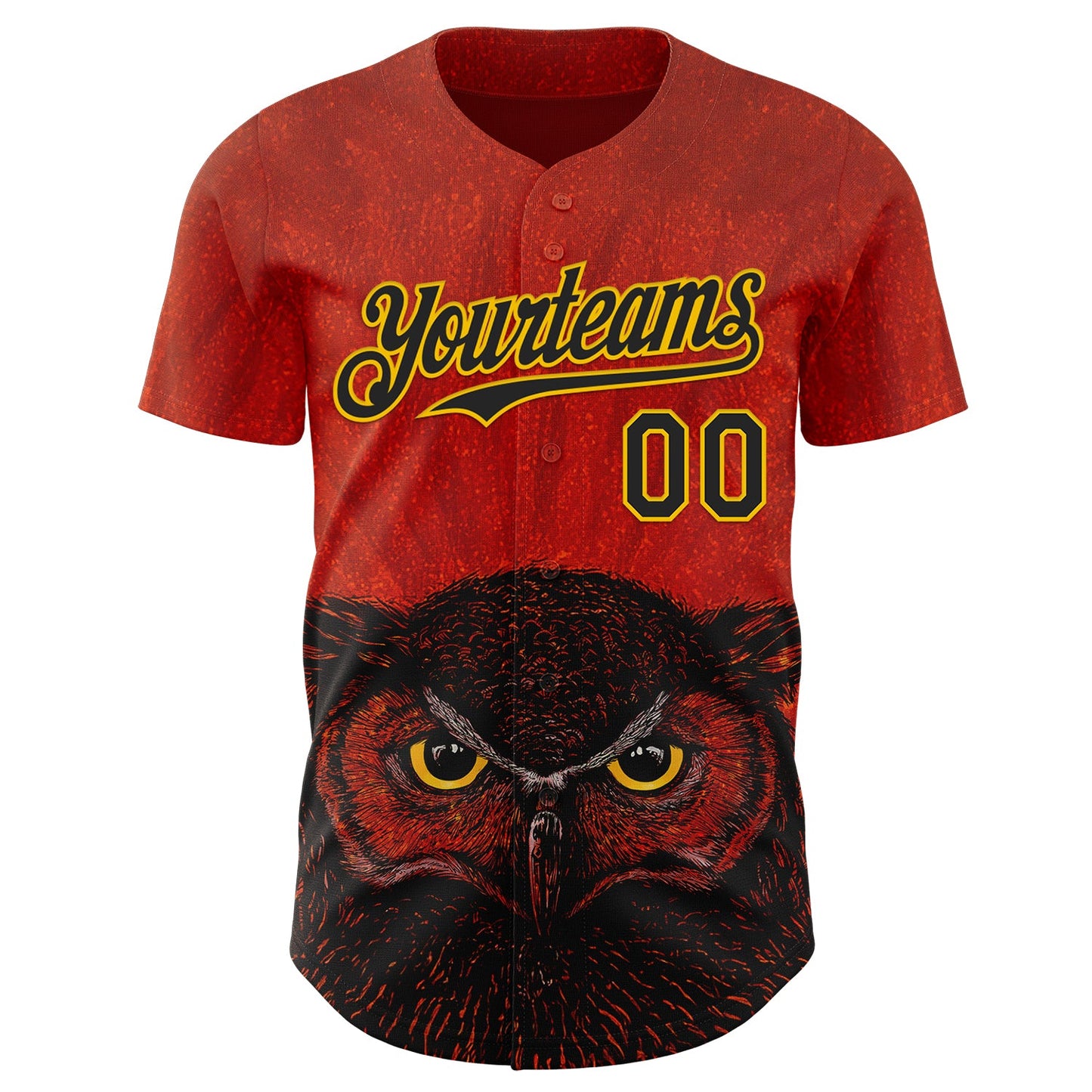 Custom Red Black-Yellow David Lozeau The Owl Authentic Baseball Jersey
