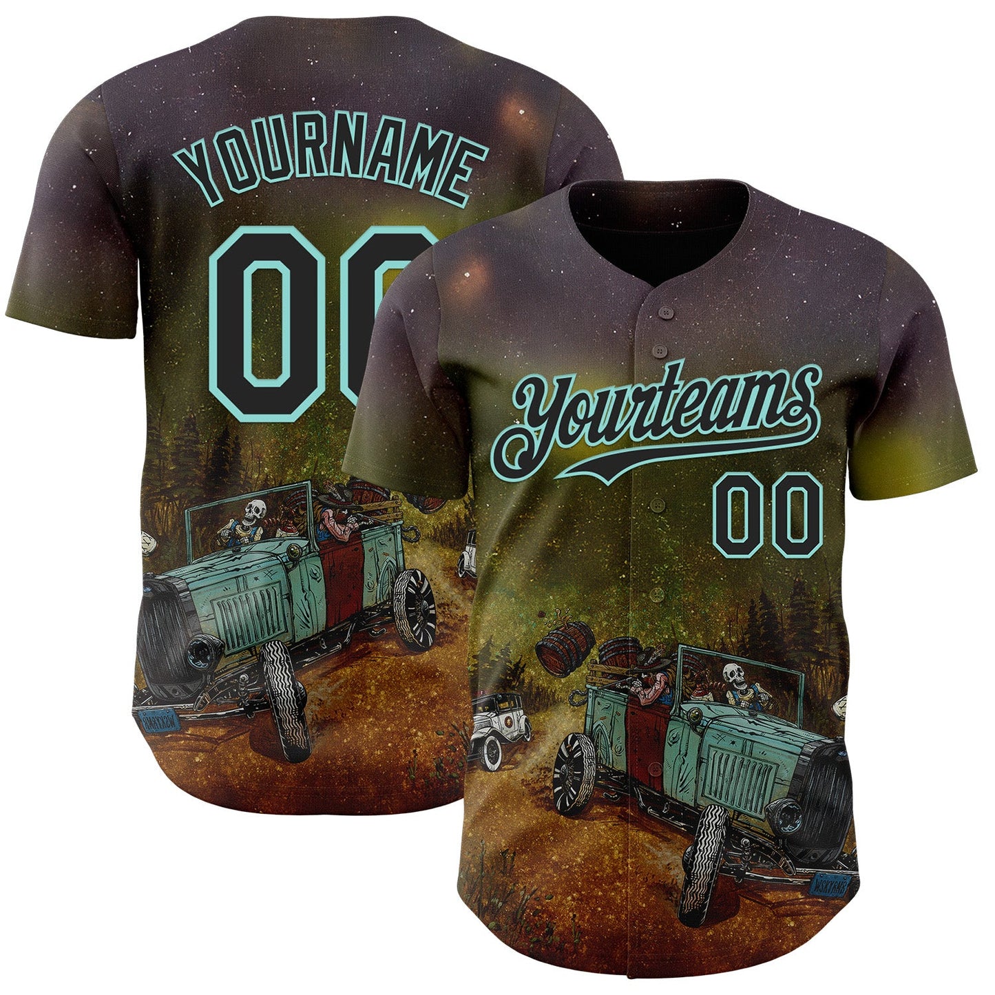 Custom Steel Gray Black Green Brown-Ice Blue David Lozeau Whisky Runner Authentic Baseball Jersey