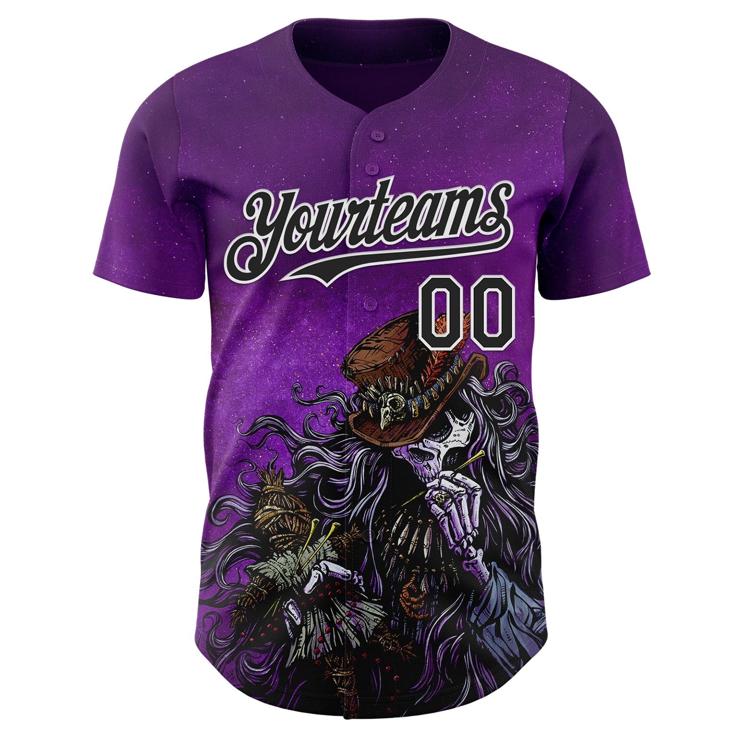 Custom Purple Black-White David Lozeau Voodoo Priest Authentic Baseball Jersey