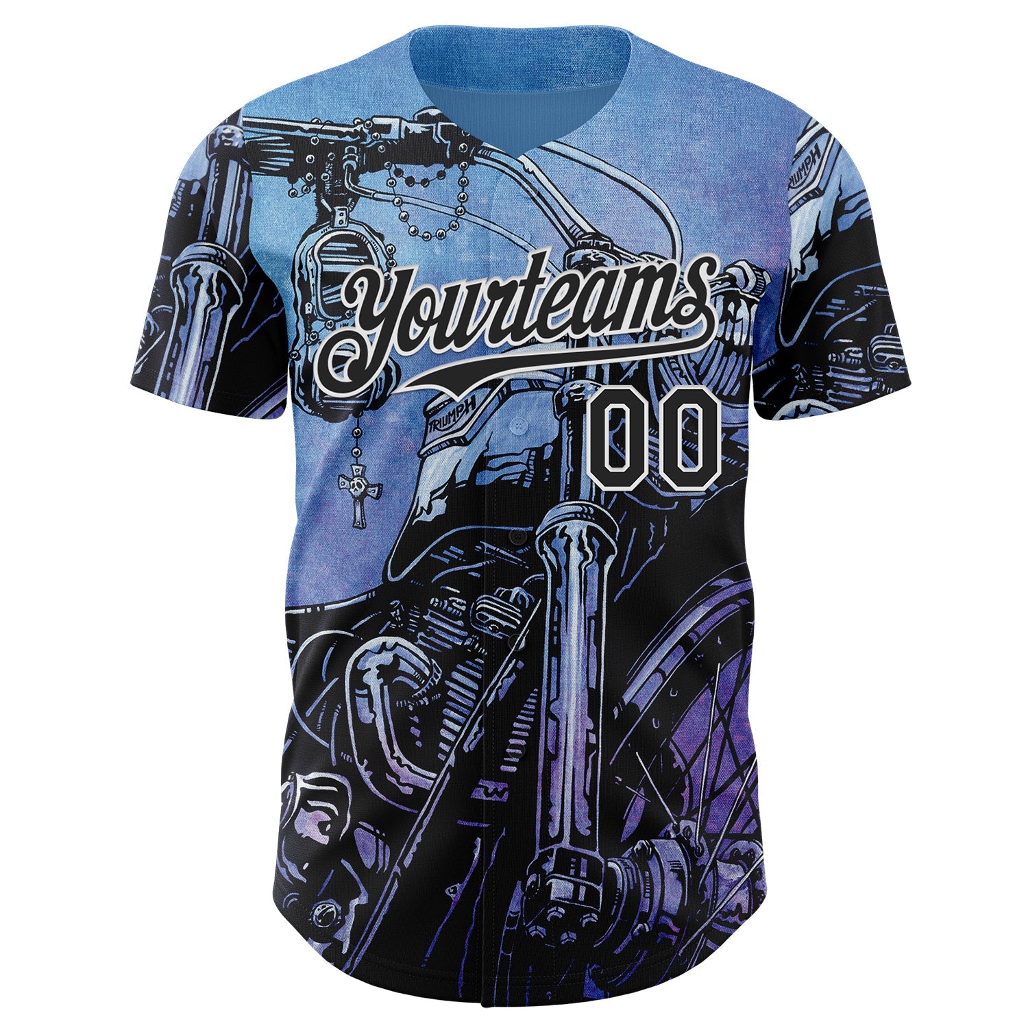 Custom Blue Black-White David Lozeau Triumph Authentic Baseball Jersey