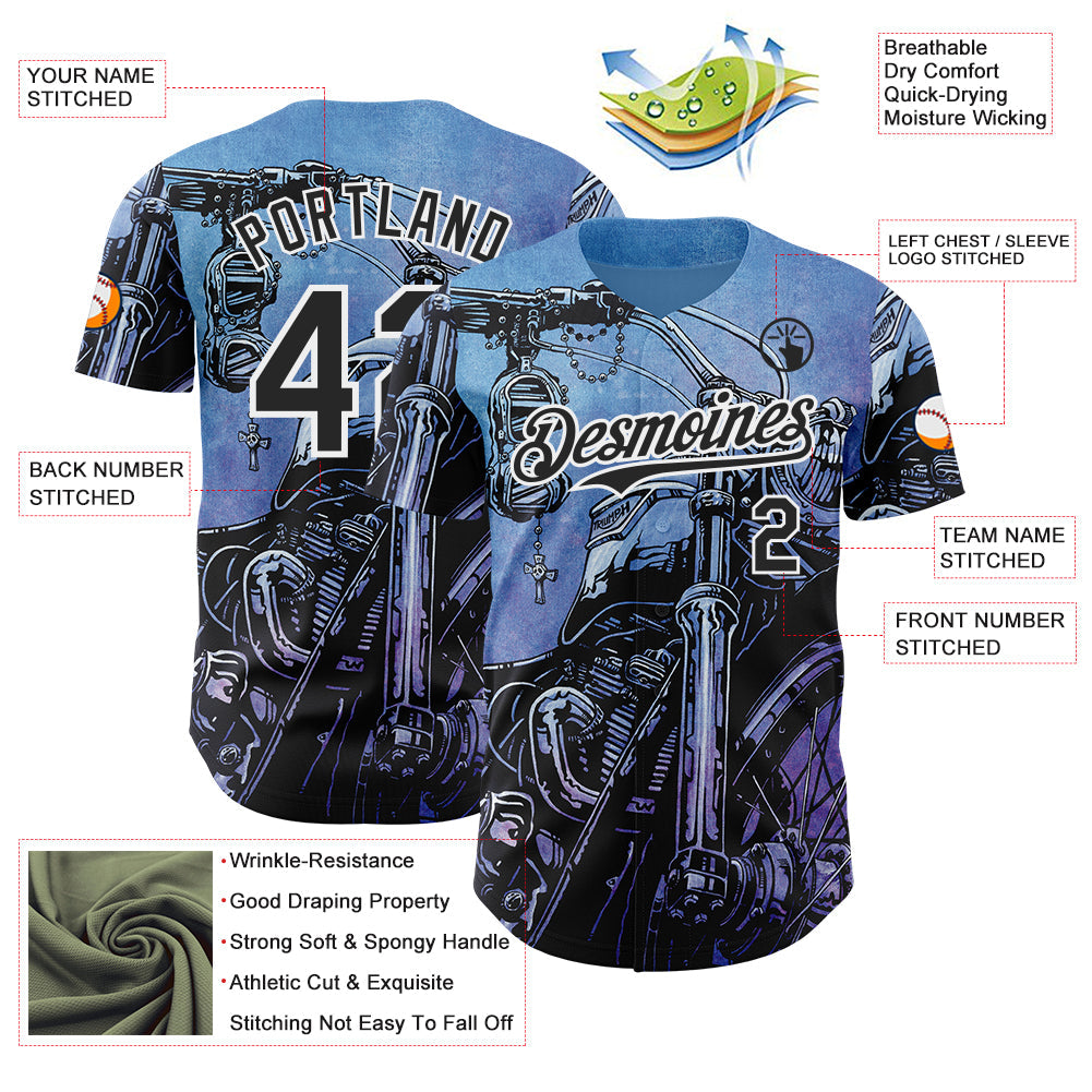 Custom Blue Black-White David Lozeau Triumph Authentic Baseball Jersey