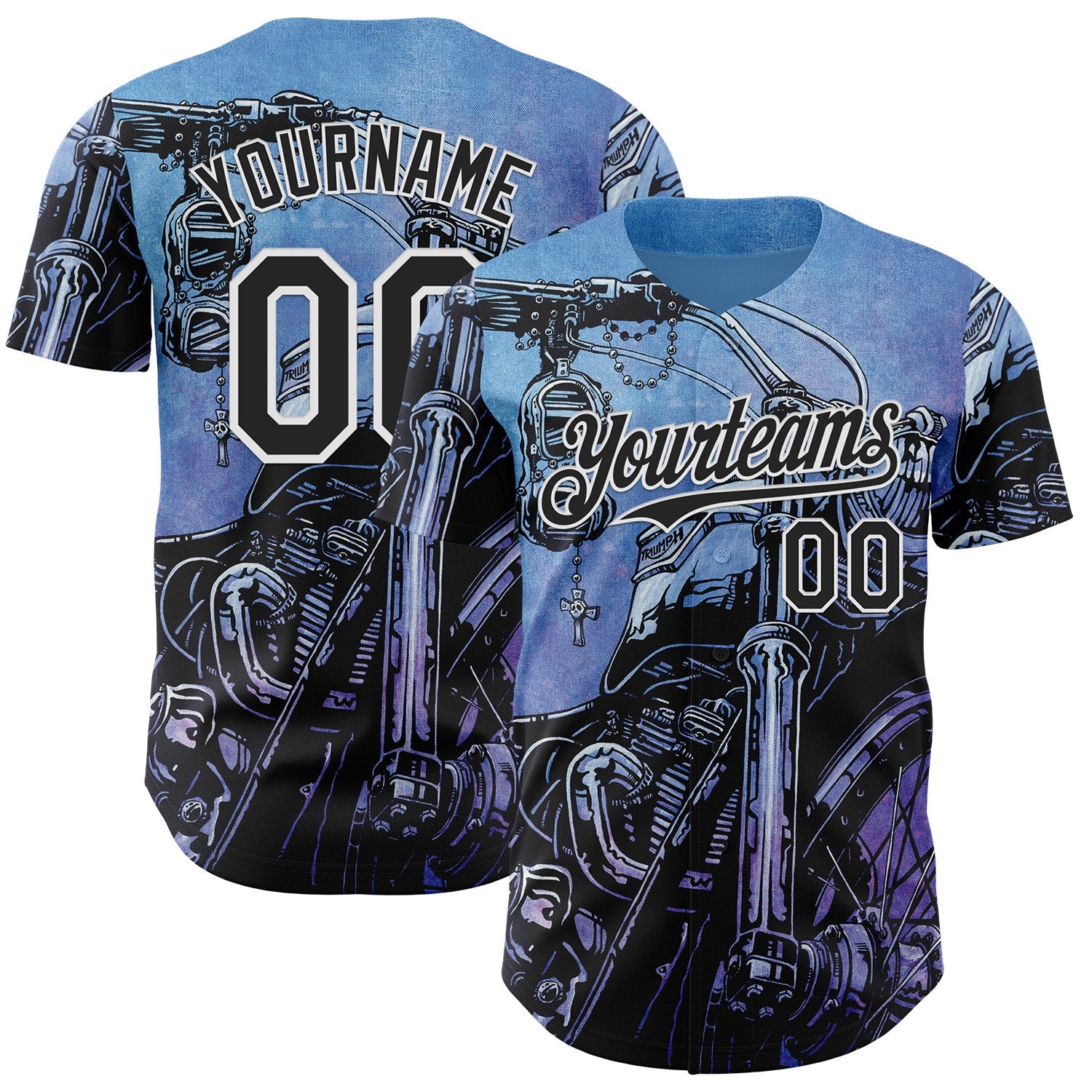 Custom Blue Black-White David Lozeau Triumph Authentic Baseball Jersey