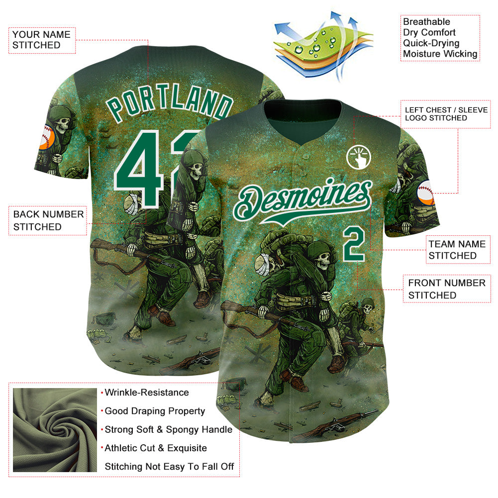 Custom Green Kelly Green-White David Lozeau Storming The Beach Authentic Baseball Jersey