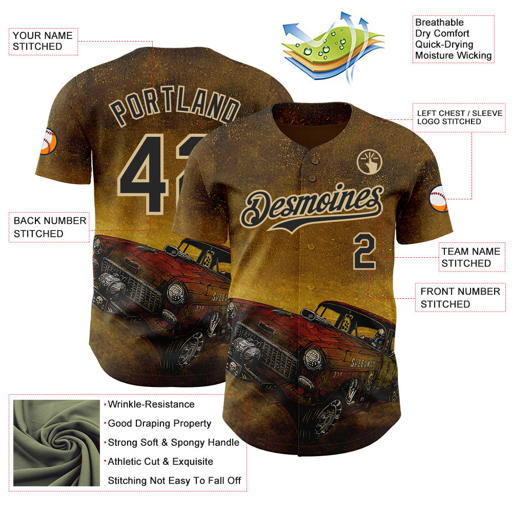 Custom Yellow Black-Vegas Gold David Lozeau Run What You Brung Authentic Baseball Jersey
