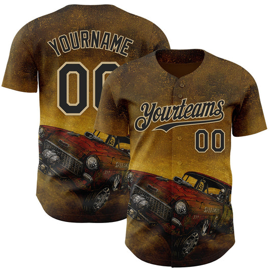 Custom Yellow Black-Vegas Gold David Lozeau Run What You Brung Authentic Baseball Jersey