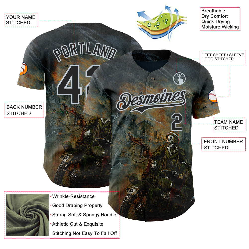 Custom Steel Gray Black-Silver David Lozeau Charging The Front Authentic Baseball Jersey
