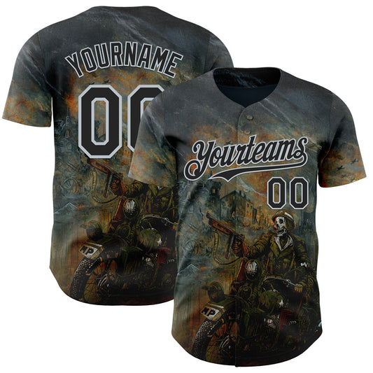 Custom Steel Gray Black-Silver David Lozeau Charging The Front Authentic Baseball Jersey