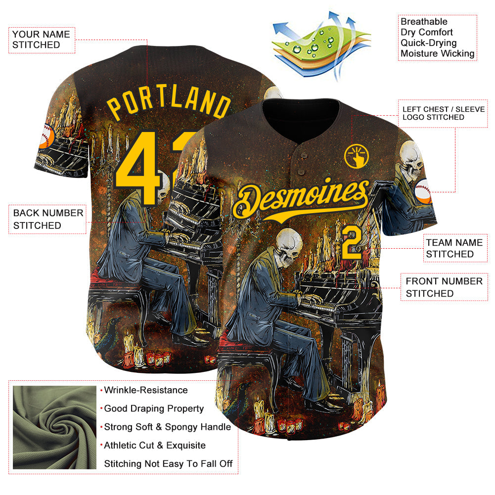Custom Navy Yellow-Black David Lozeau The Grand Finale Authentic Baseball Jersey