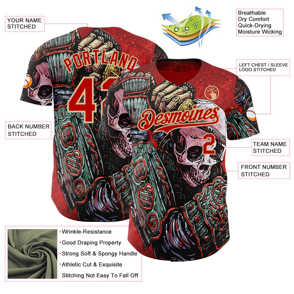 Custom Red-Vegas Gold David Lozeau Strength Authentic Baseball Jersey