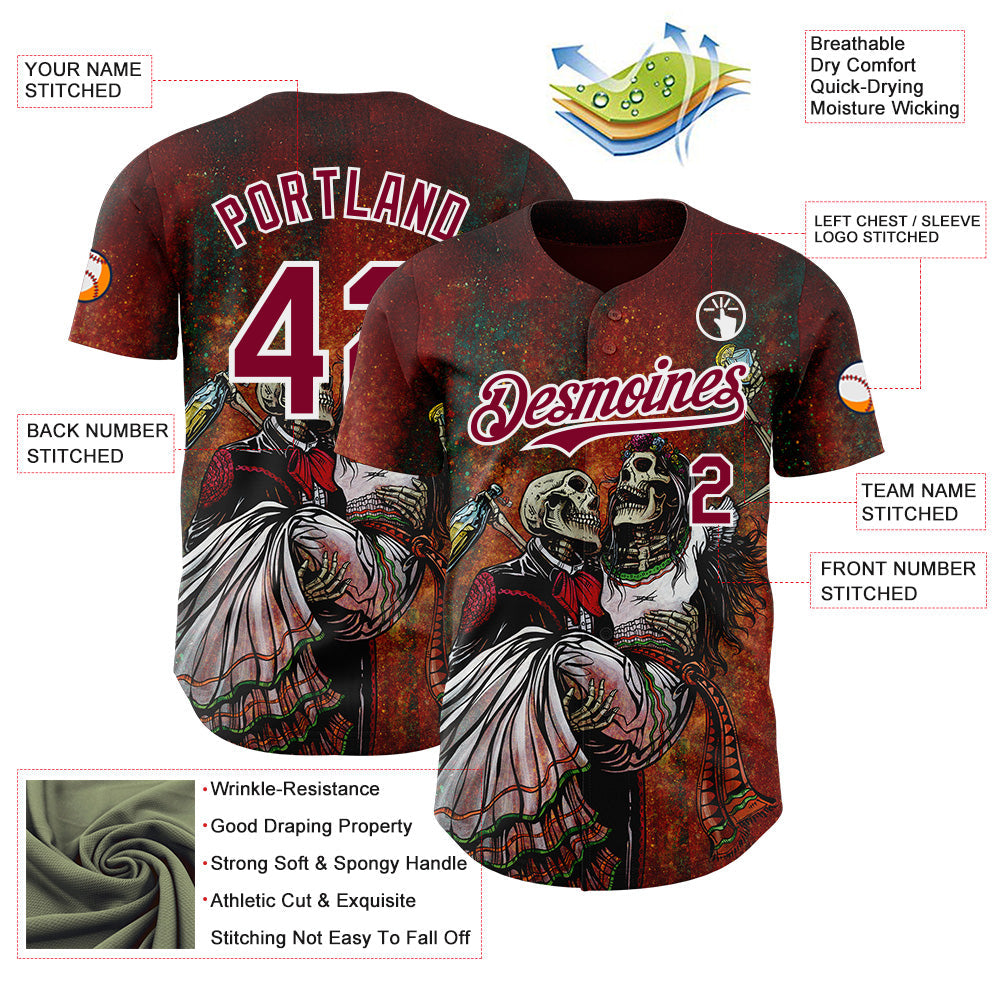 Custom Red Maroon-White David Lozeau Bottoms Up Authentic Baseball Jersey
