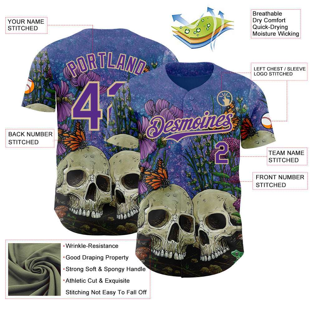 Custom Purple-Vegas Gold David Lozeau Together Forever Authentic Baseball Jersey