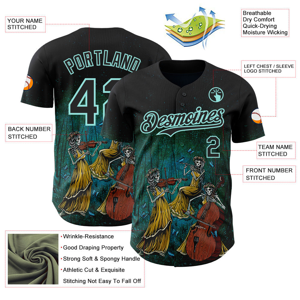 Custom Black-Ice Blue David Lozeau The Three Authentic Baseball Jersey