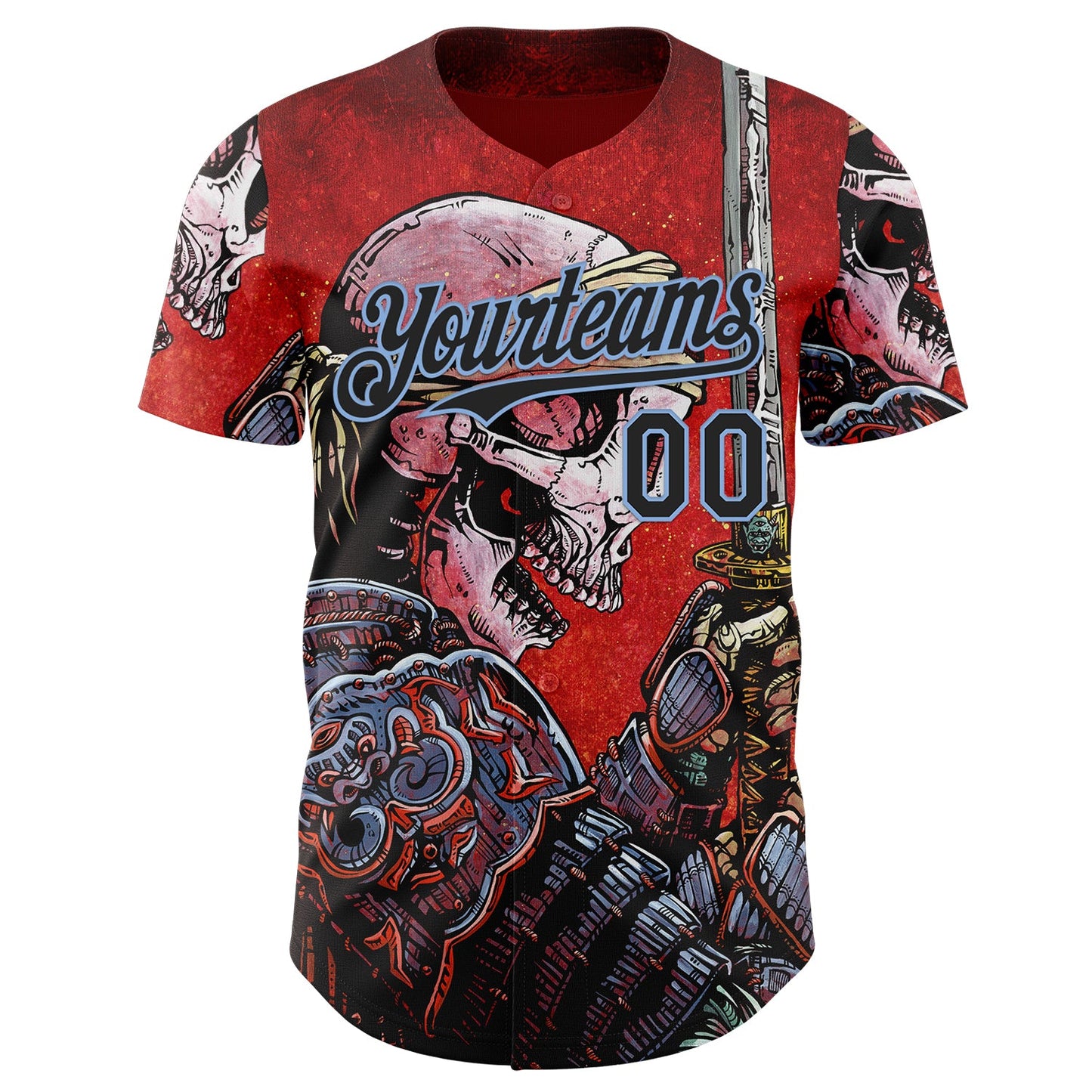 Custom Red Black-Light Blue David Lozeau Honor Authentic Baseball Jersey