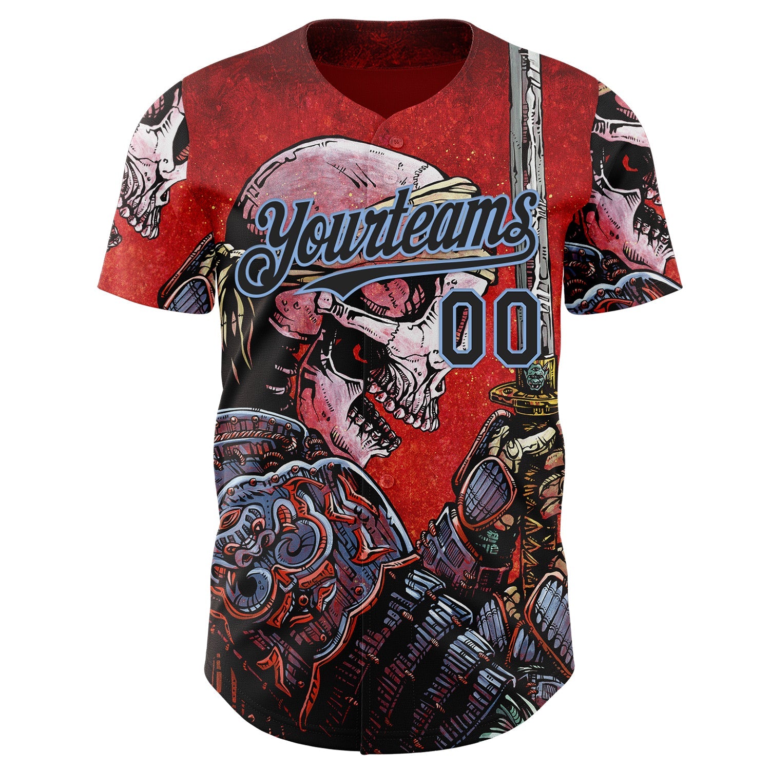 Custom Red Black-Light Blue David Lozeau Honor Authentic Baseball Jersey