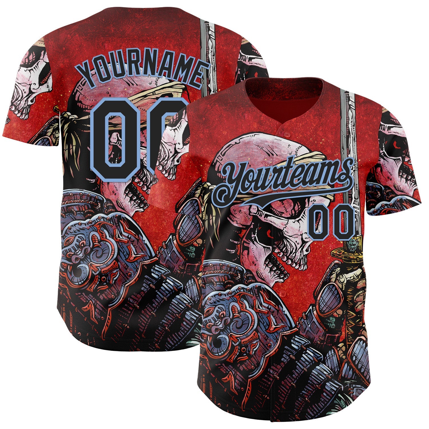 Custom Red Black-Light Blue David Lozeau Honor Authentic Baseball Jersey