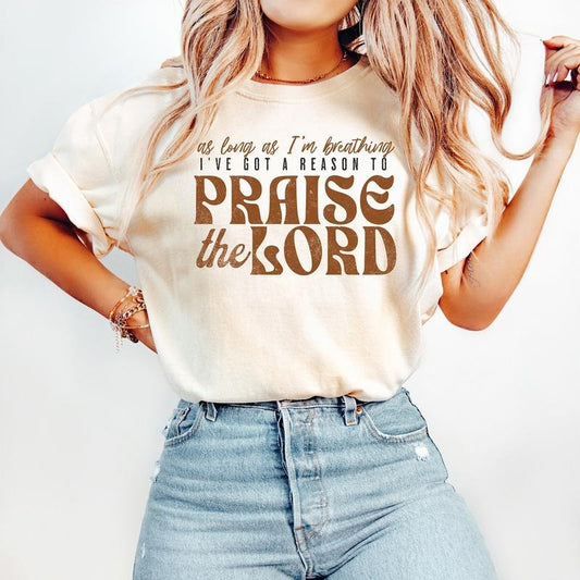 As Long As I'm Breathing I've Got a Reason to Praise Shirt, Praise the Lord Jesus Shirt, Christian Worship T Shirt, Retro...