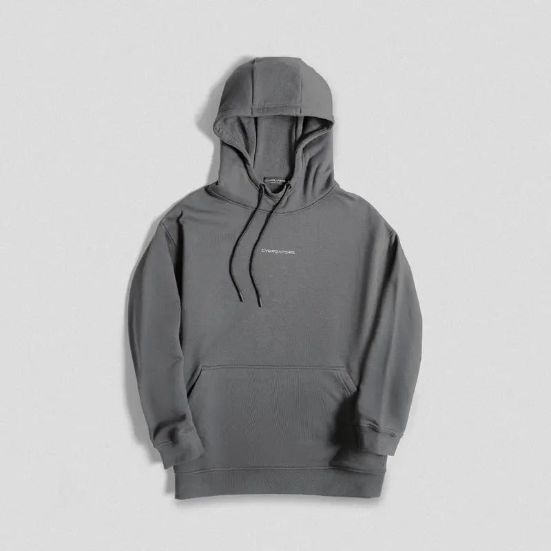 Ascend Mockneck Hoodie - Charcoal, Full Length Thermal Men's Top with Smooth Fleece Finish T-Shirts, Sweatshirt