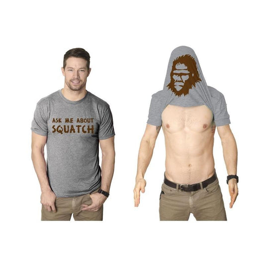 Ask Me About My Bigfoot T Shirt Funny Graphic Sasquatch Flip Shirts Yeti Humor Mens Funny T Shirts Cool Tees Soft Stylish...