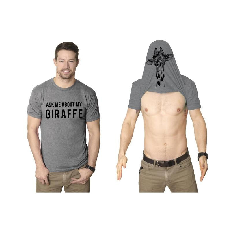 Ask Me About My Giraffe T Shirt Funny Animal Flip Cool Graphic Hilarious Tee Mens Funny T Shirts Cool Tees Soft Stylish...