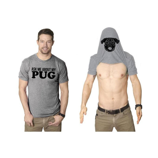 Ask Me About My Pug Face Flip T Shirt Funny Dog Dad Lover Owner Gift Hilarious Mens Funny T Shirts Cool Tees Soft Stylish...