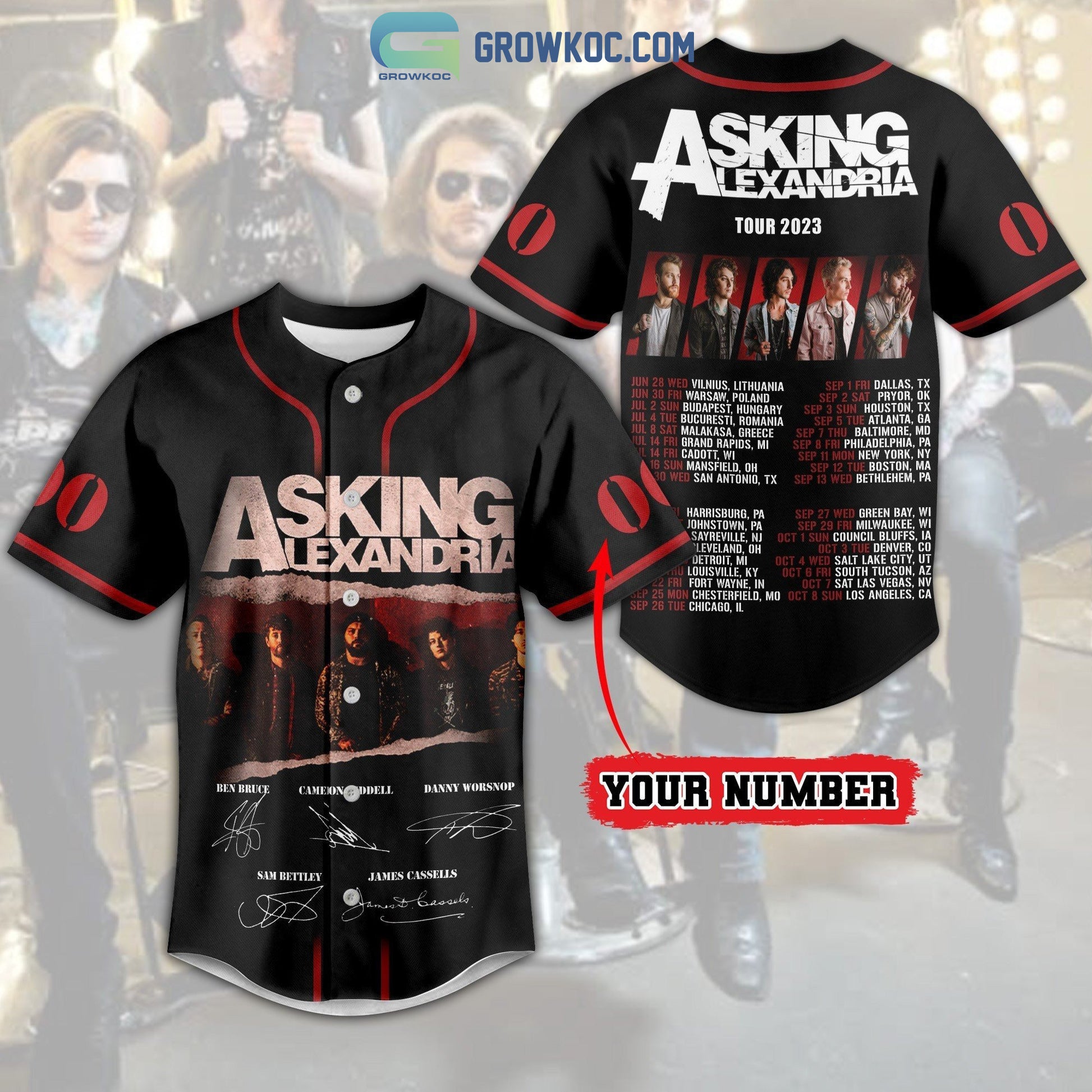 Asking Alexandria Tour 2023 Personalized Baseball Jersey