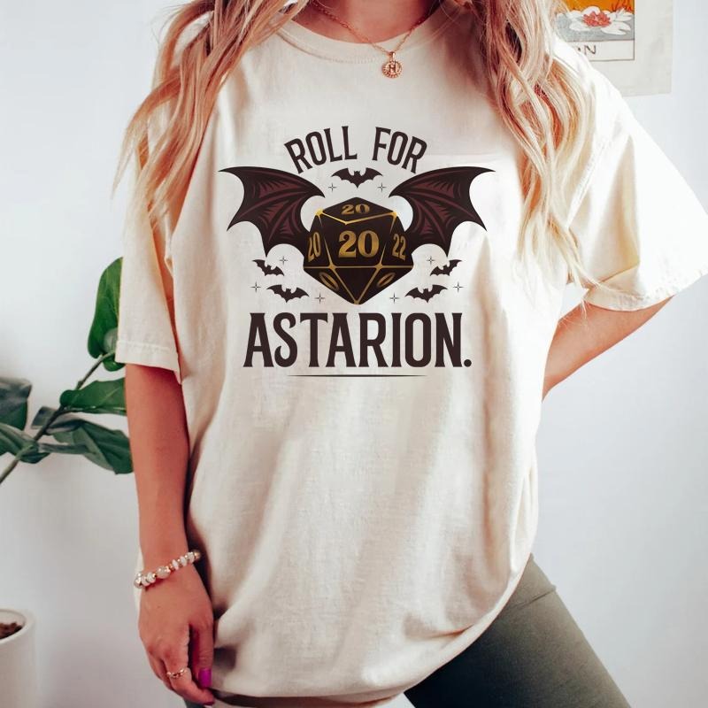Astarion RPG T Shirt - Fantasy Vampire Gaming Top - D20 Dice Tee for Baldur's Gate 3 Fans