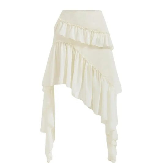Asymmetrical Ruffle Trim High Waist High Skirt T-Shirts, Hoodie, Sweatshirt | WearSparks.com