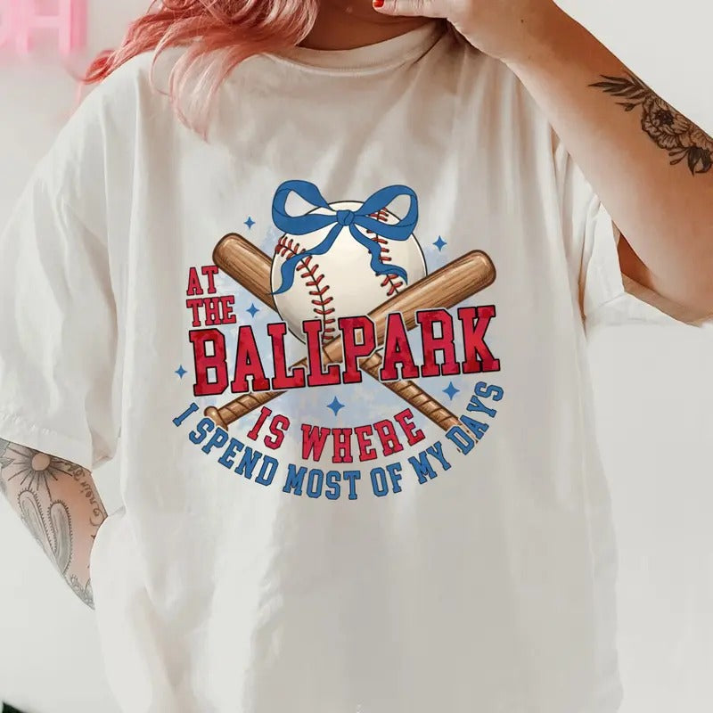 At The Ball Park Baseball Shirt ~ Unisex Apparel Relaxed Fit Printed In The USA Clothing Womenswear Casual Comfort Cotton...