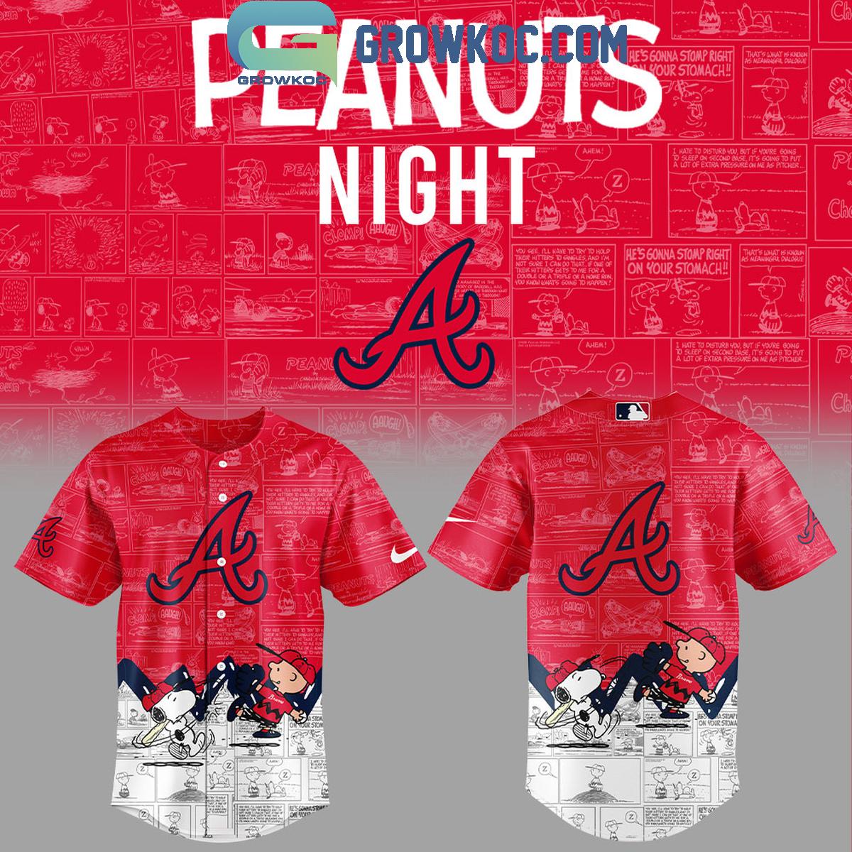Atlanta Braves 75th Anniversary Peanuts Baseball Jersey