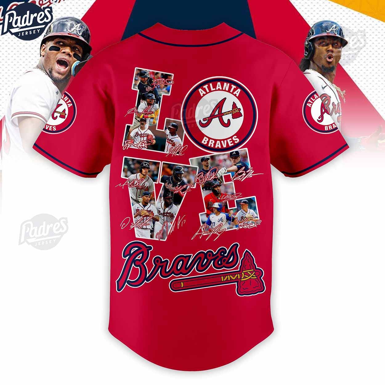 Atlanta Braves Personalized Red Baseball Jersey - Padres Jersey Oasis: Elevate Your Baseball Style Game... (Image 1)