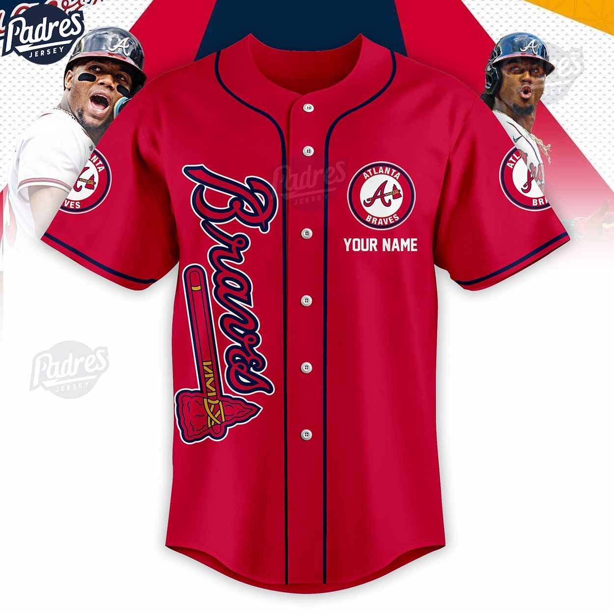 Atlanta Braves Personalized Red Baseball Jersey - Padres Jersey Oasis: Elevate Your Baseball Style Game... (Image 2)