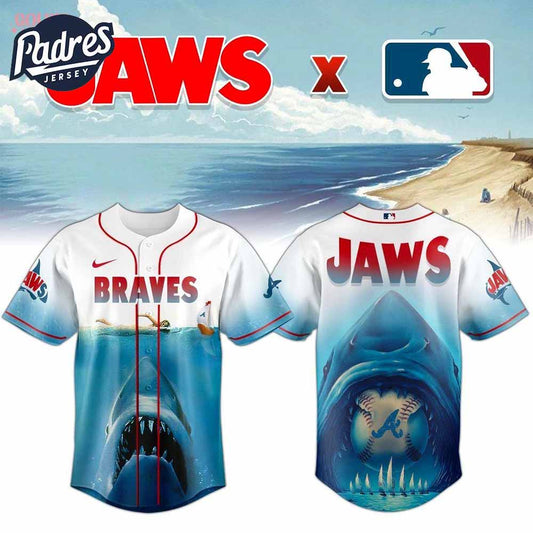 Atlanta Braves x Jaws 2025 Baseball Jersey - Padres Jersey Oasis: Elevate Your Baseball Style Game T-Shirts,... (Image 1)